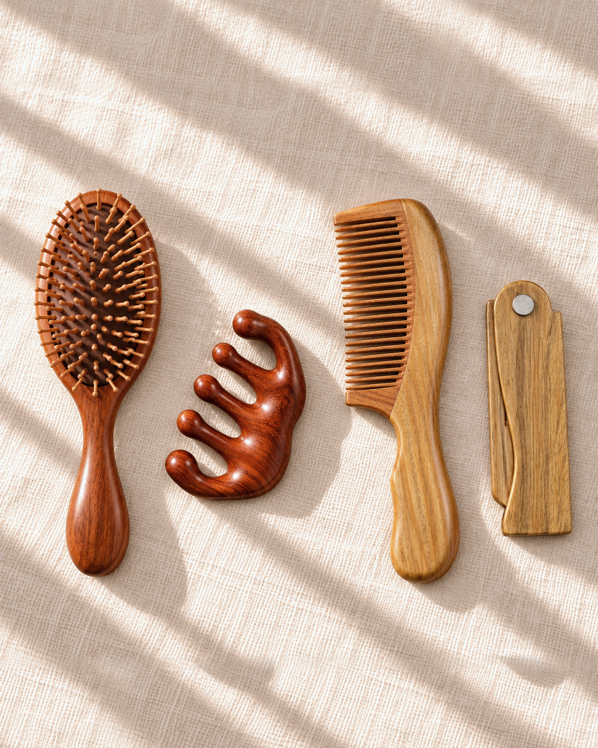 HairGuard Complete Set: brush, scalp massager, fine tooth comb and travel comb